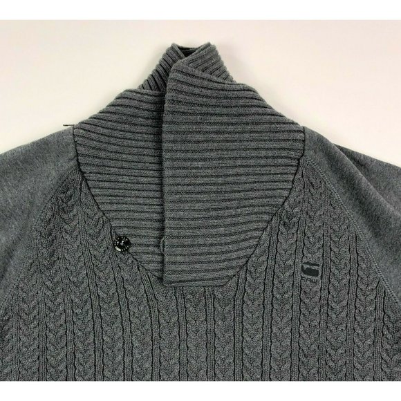G Star Raw Geored Shawl Neck Cardigan Sweater Premium Mens 3XL Cable Knit Gray - Picture 3 of 11